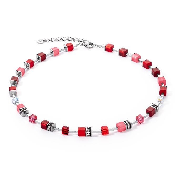GeoCUBE Iconic Pure Necklace in Silver & Red