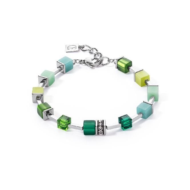 GeoCUBE Iconic Pure Bracelet in Silver & Green