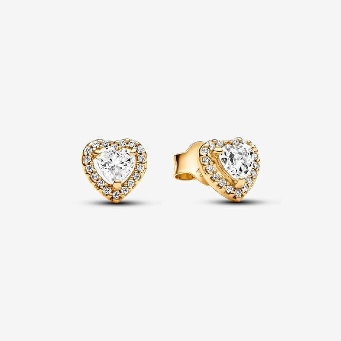 Gold Sparkling Elevated Heart Stud Earrings