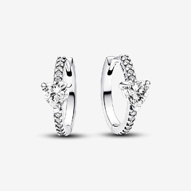 Sparkling Heart Hoop Earrings