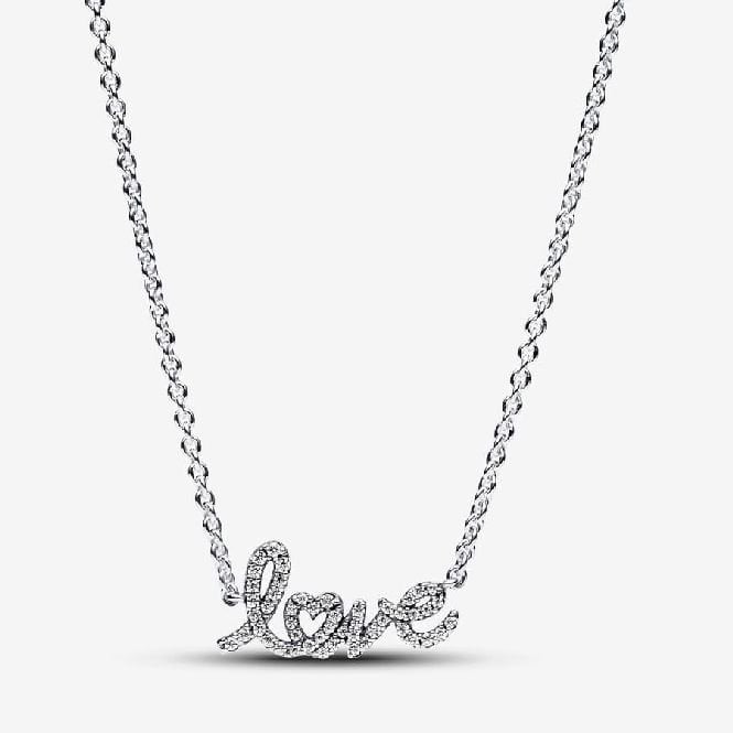 Sparkling Handwritten Love Collier Necklace, 45cm