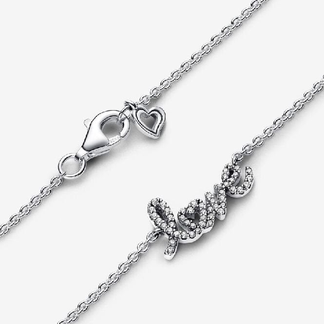 Sparkling Handwritten Love Collier Necklace, 45cm