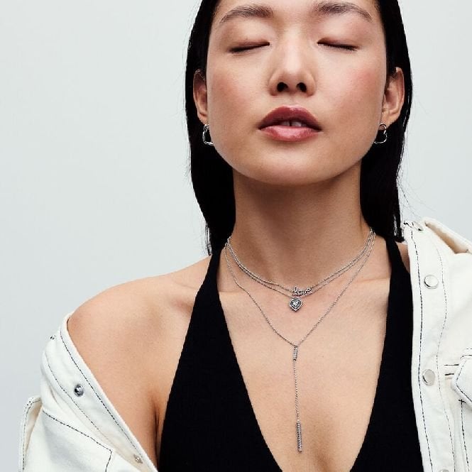 Sparkling Handwritten Love Collier Necklace, 45cm
