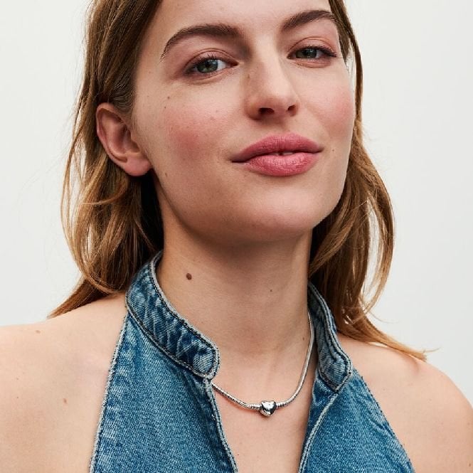 Moments Heart Clasp Snake Chain Necklace, 45cm