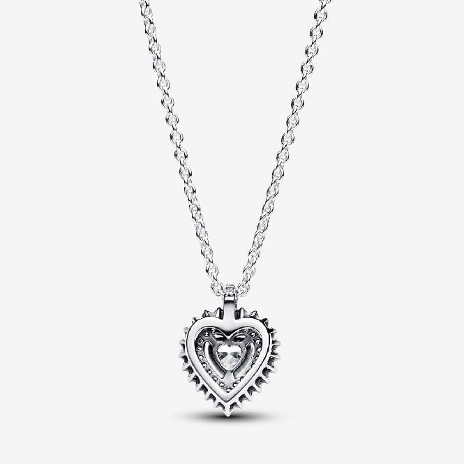Sparkling Heart Halo Pendant Necklace, 45cm