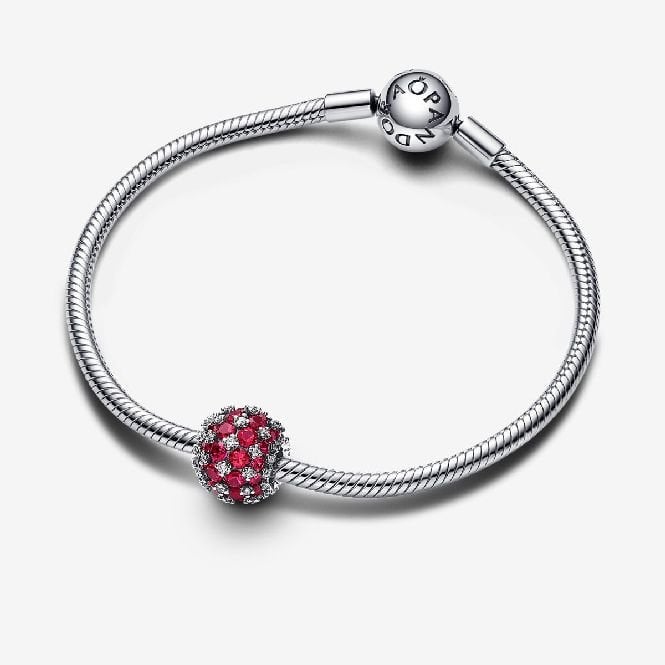 Sparkling Pave Round Pink Charms