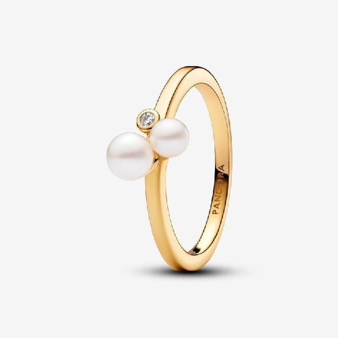 Gold Duo Treated Freshwater Cultured Pearls Ring, Size 52