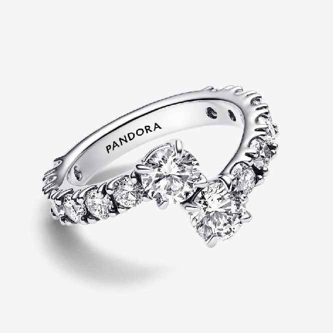 Sparkling Overlapping Band Ring, Size 52