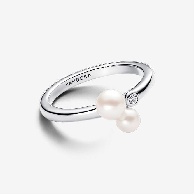 Duo Treated Freshwater Cultured Pearls Ring, Size 52