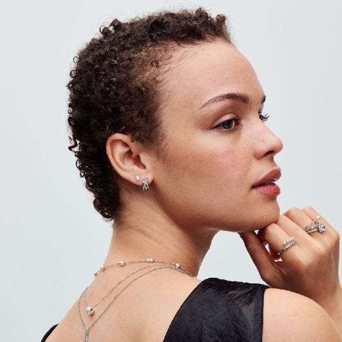 Crossover Pave Hoop Earrings