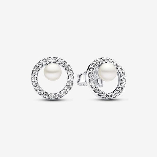 Pandora Treated Freshwater Cultured Pearl & Pave Halo Stud Earrings