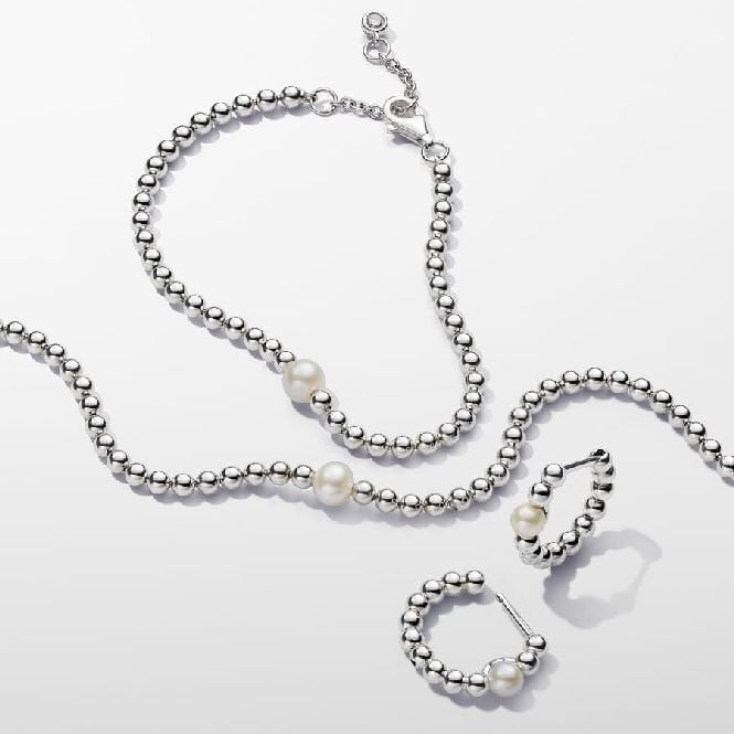 Treated Freshwater Cultured Pearl & Beads Hoop Earrings
