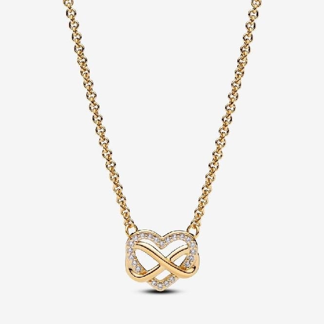Gold Sparkling Infinity Heart Collier Necklace, 50cm