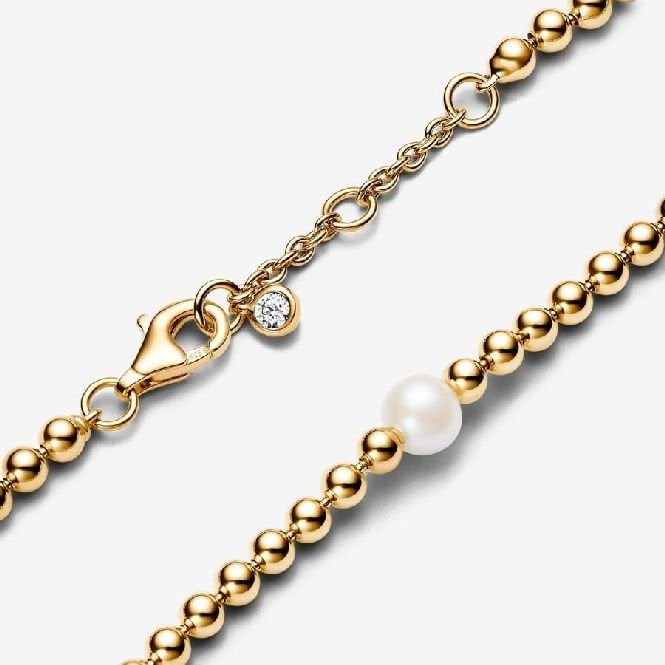 Gold Treated Freshwater Cultured Pearl & Beads Bracelet, 18cm