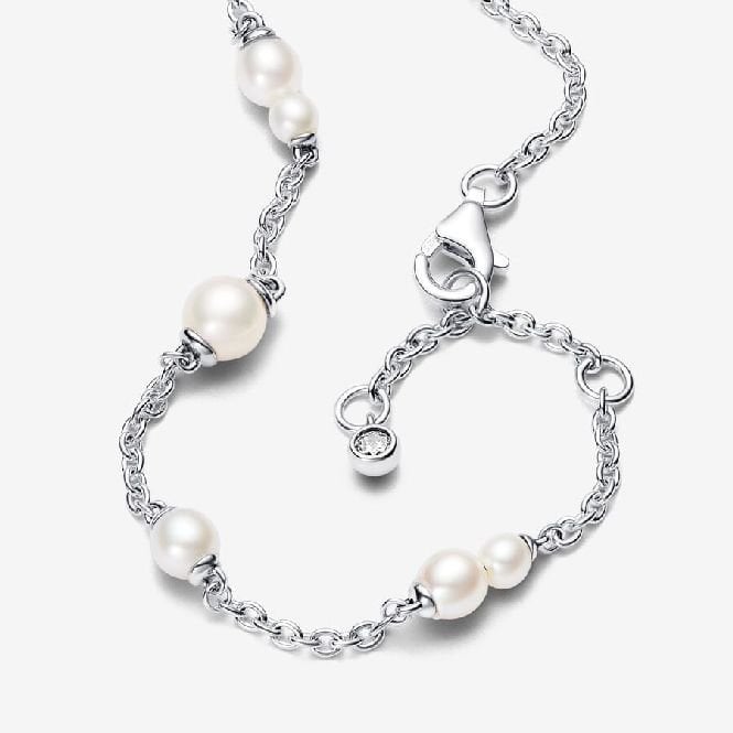 Treated Freshwater Cultured Pearl Station Chain Bracelet, 18cm
