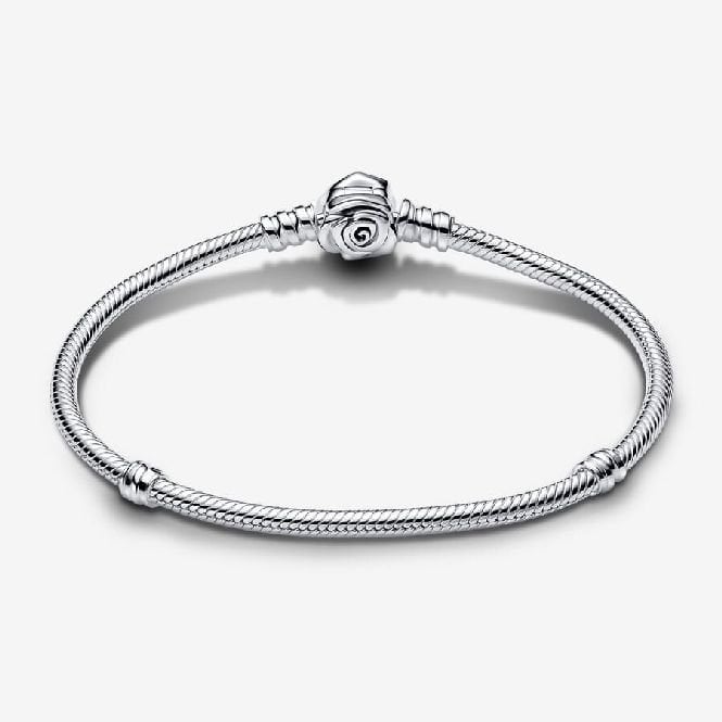 Moments Rose in Bloom Clasp Snake Chain Bracelet, 18cm
