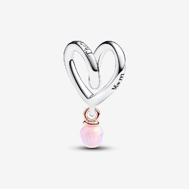 Silver And Rose Gold Heart Charm Pandora Memorial Cremation Ashes