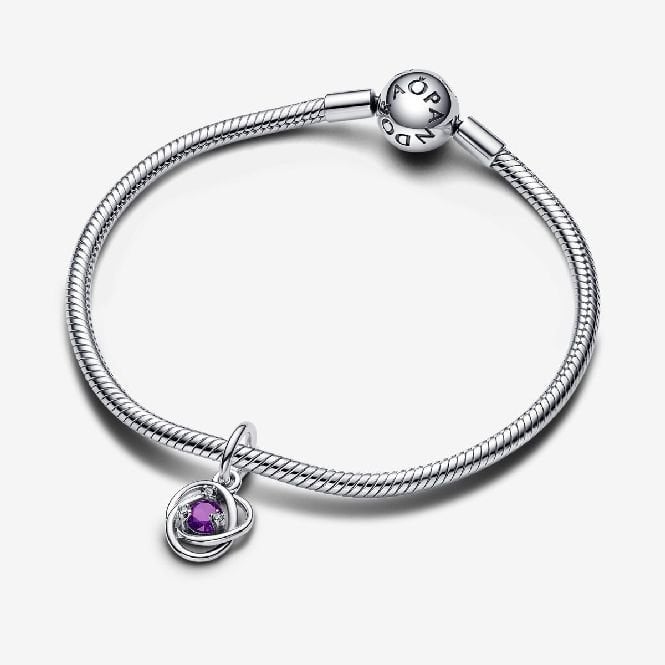February Birthstone Eternity Circle Dangle Charms
