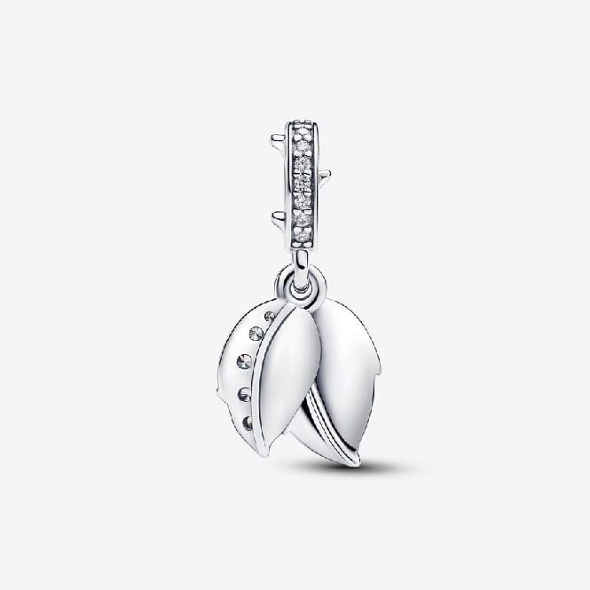 White Rose in Bloom Double Dangle Charms