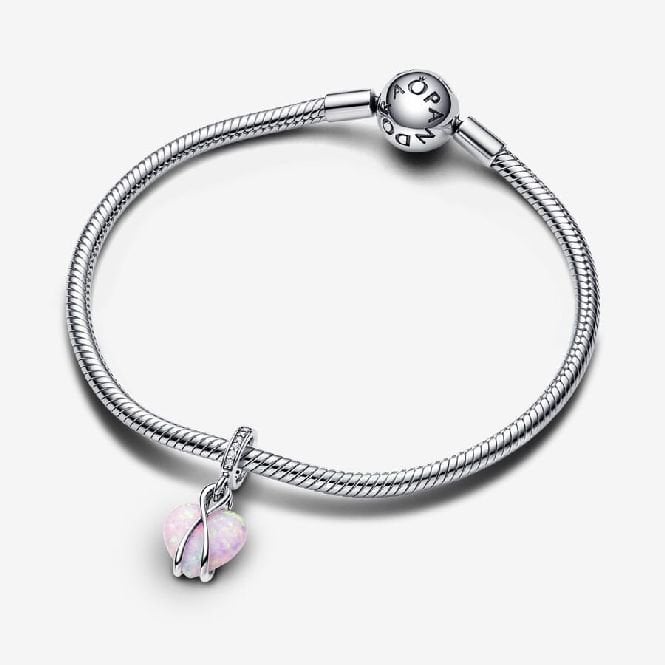 Mum Opalescent Heart Dangle Charms