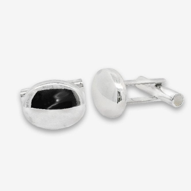 Silver Rounded Oval Cufflinks