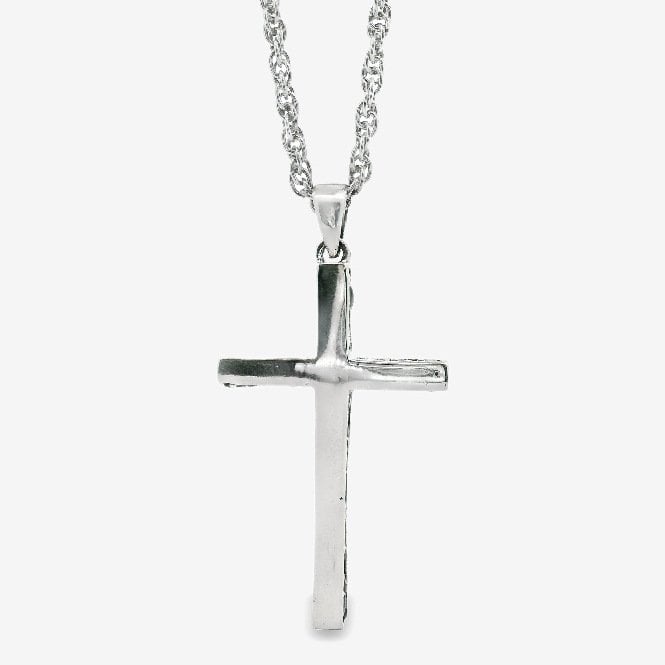 Oxidised Silver Blackened Cross Pendant Necklace, 50cm