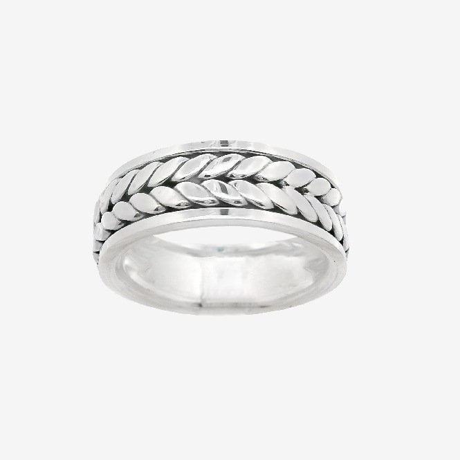 Oxidised Silver Wheat Grain Ring, Size 61