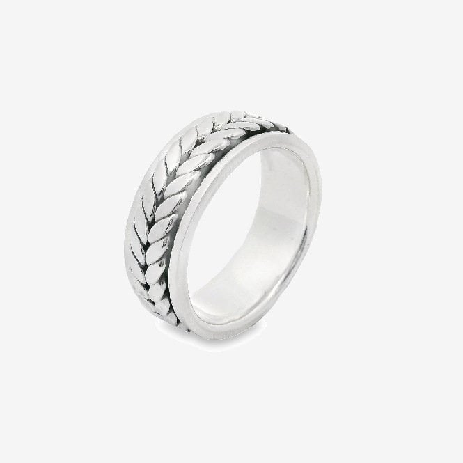 Oxidised Silver Wheat Grain Ring, Size 61