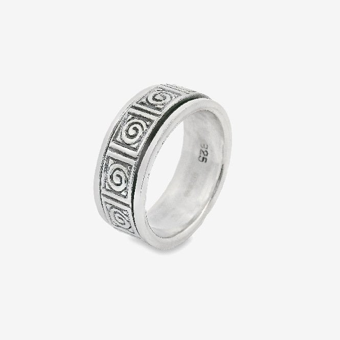 Oxidised Silver Blackened Swirls Ring, Size 69
