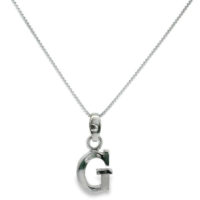 Letter G Silver Initial Pendant Necklace, 40-45cm