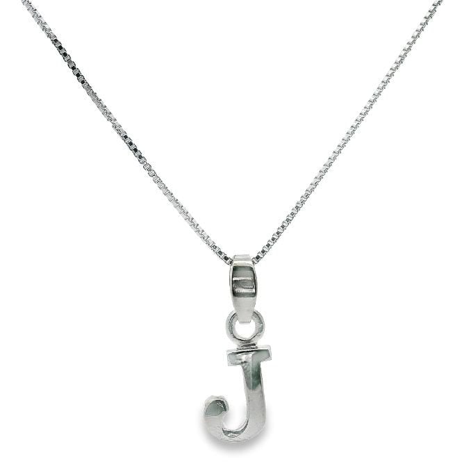 Letter J Silver Initial Pendant Necklace, 40-45cm