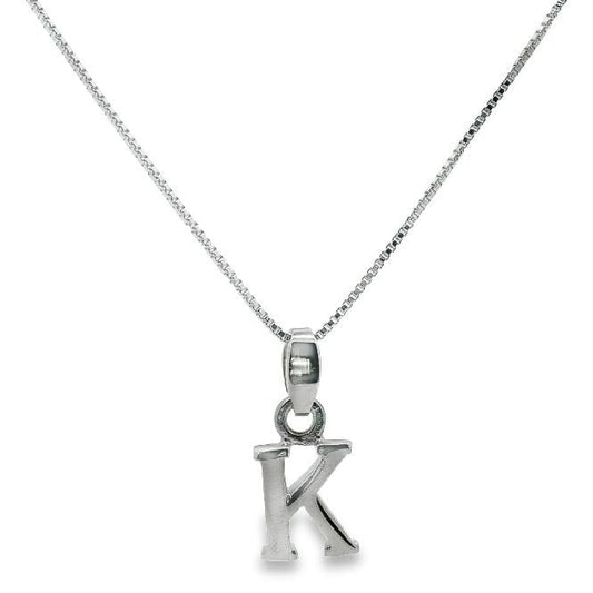 Letter K Silver Initial Pendant Necklace, 40-45cm