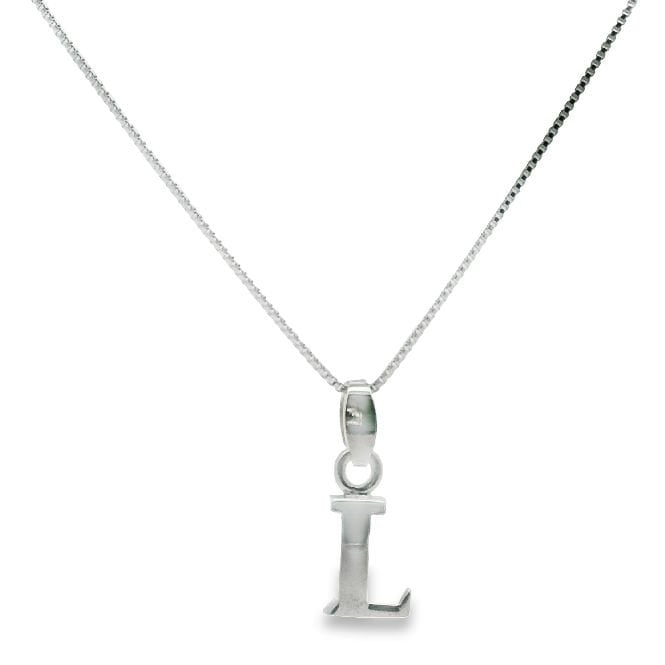 Letter L Silver Initial Pendant Necklace, 40-45cm