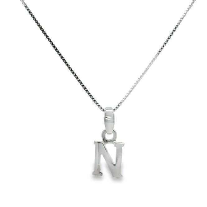 Letter N Silver Initial Pendant Necklace, 40-45cm