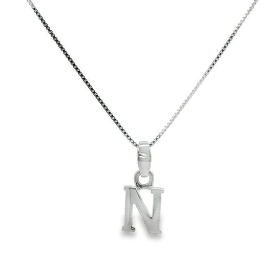 Letter N Silver Initial Pendant Necklace, 40-45cm