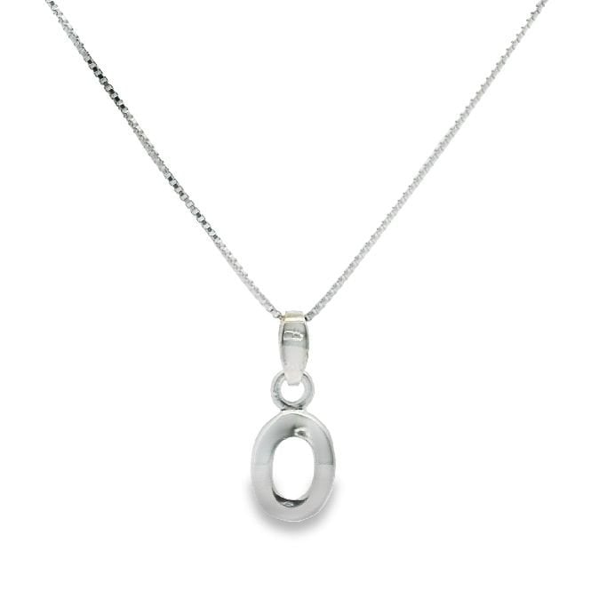 Letter O Silver Initial Pendant Necklace, 40-45cm