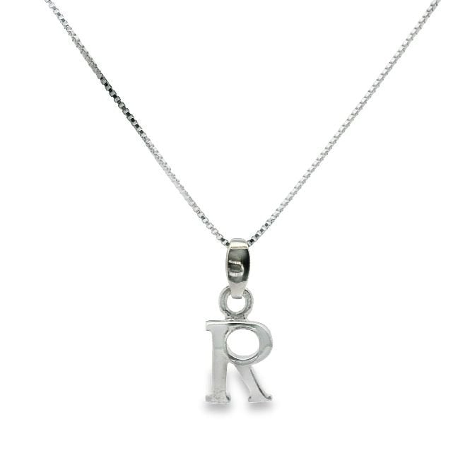 Letter R Silver Initial Pendant Necklace, 40-45cm