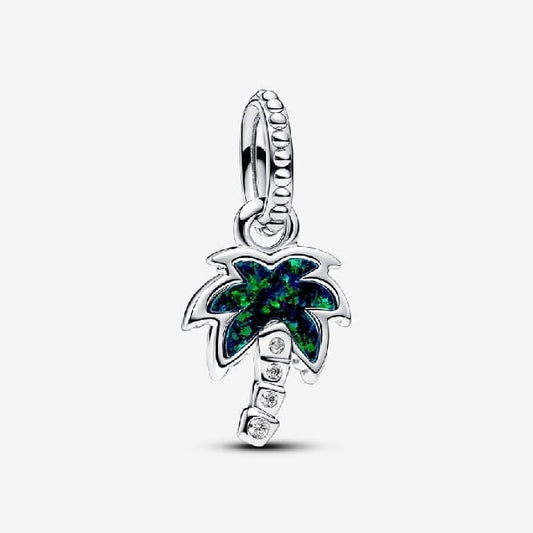 Pandora Opalescent Green Palm Tree Dangle Charms