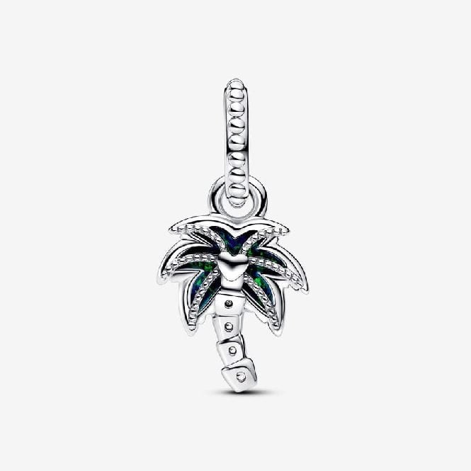 Opalescent Green Palm Tree Dangle Charms