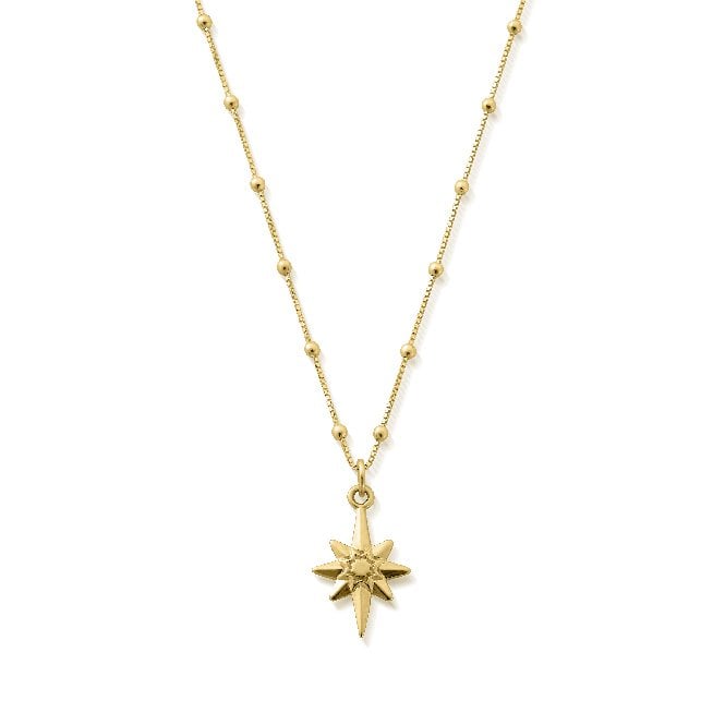 Gold Bobble Chain Lucky Star Necklace