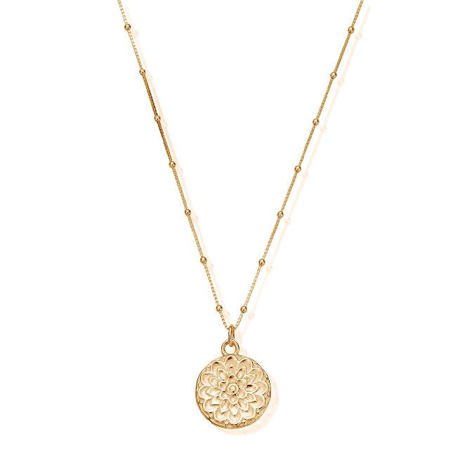 Gold Bobble Chain Moonflower Engravable Necklace