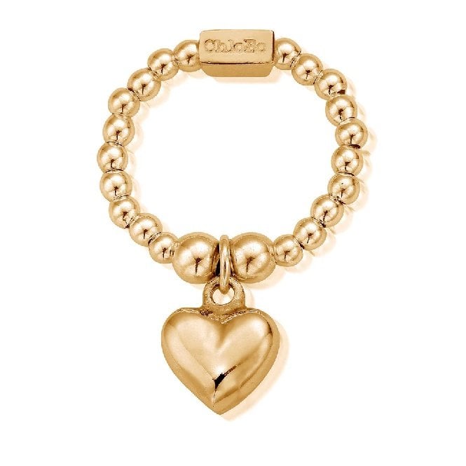 Gold Mini Puffed Heart Ring, Medium
