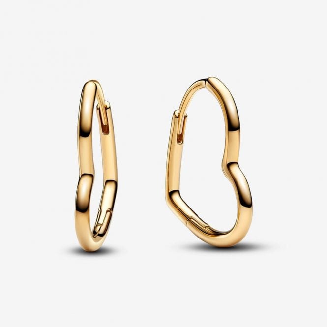 Gold Asymmetrical Small Heart Hoop Earrings