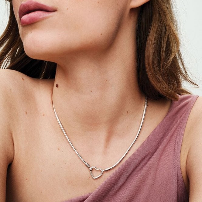 Heart Closure Snake Chain Necklace, 45cm