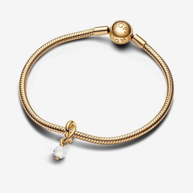 Gold April Birthstone Eternity Circle Dangle Charms