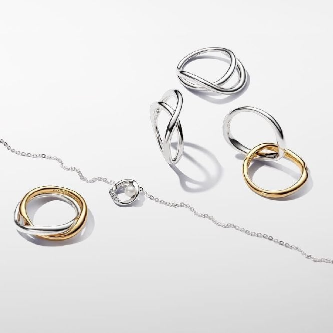 Two-Tone Entwined Bands Ring, Size 56