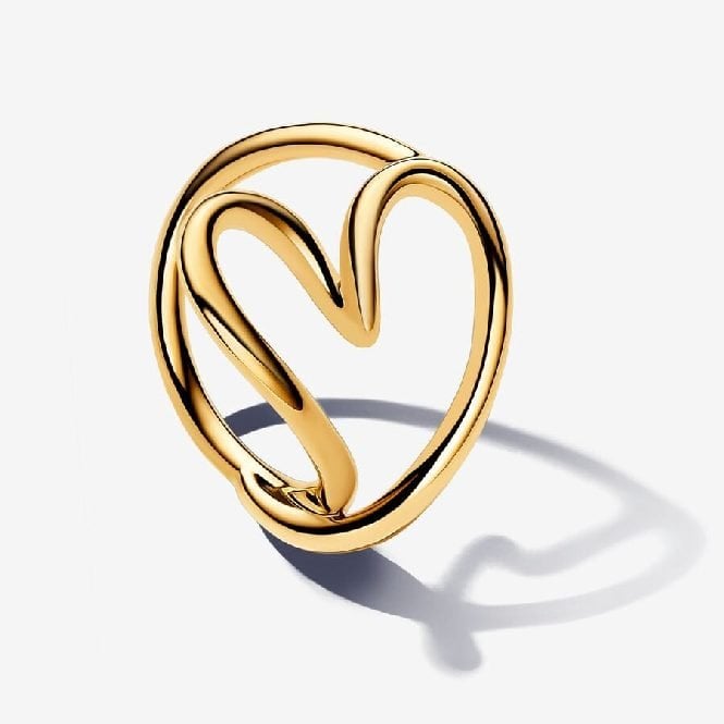 Gold Organically Shaped Heart Ring, Size 60