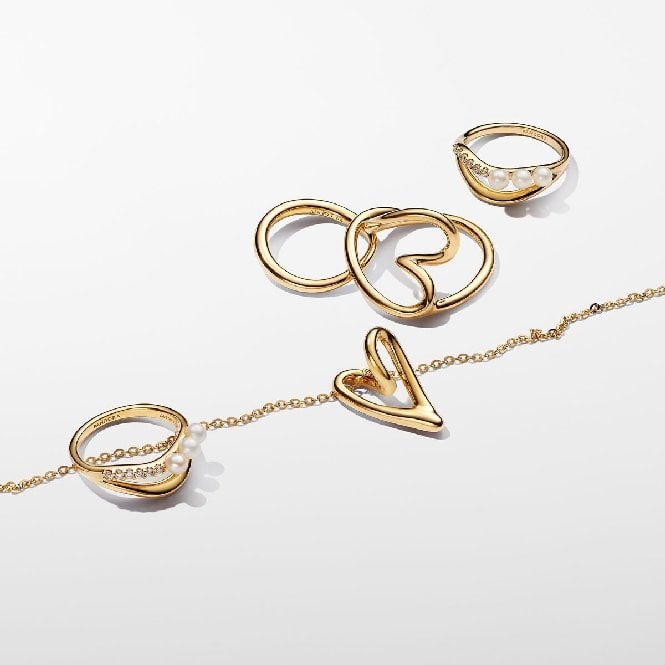 Gold Organically Shaped Heart Ring, Size 60