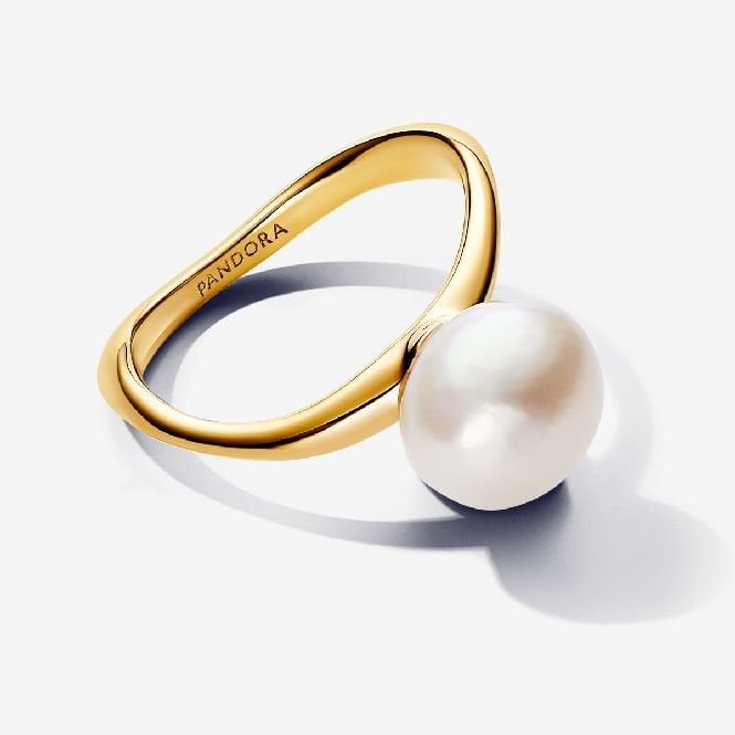 Gold Baroque Treated Freshwater Cultured Pearl Ring, Size 48