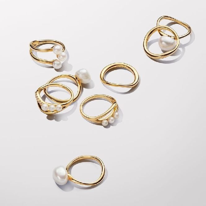 Gold Baroque Treated Freshwater Cultured Pearl Ring, Size 56